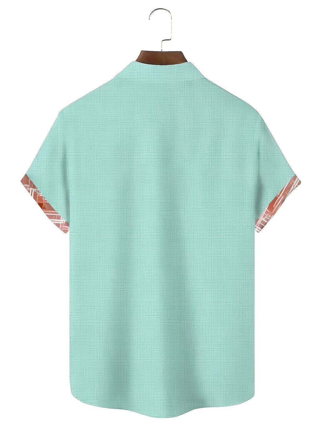 Basic Geometric Plaid Print Men's Plus Size Button Pocket Short Sleeve Turn- Collar Shirt