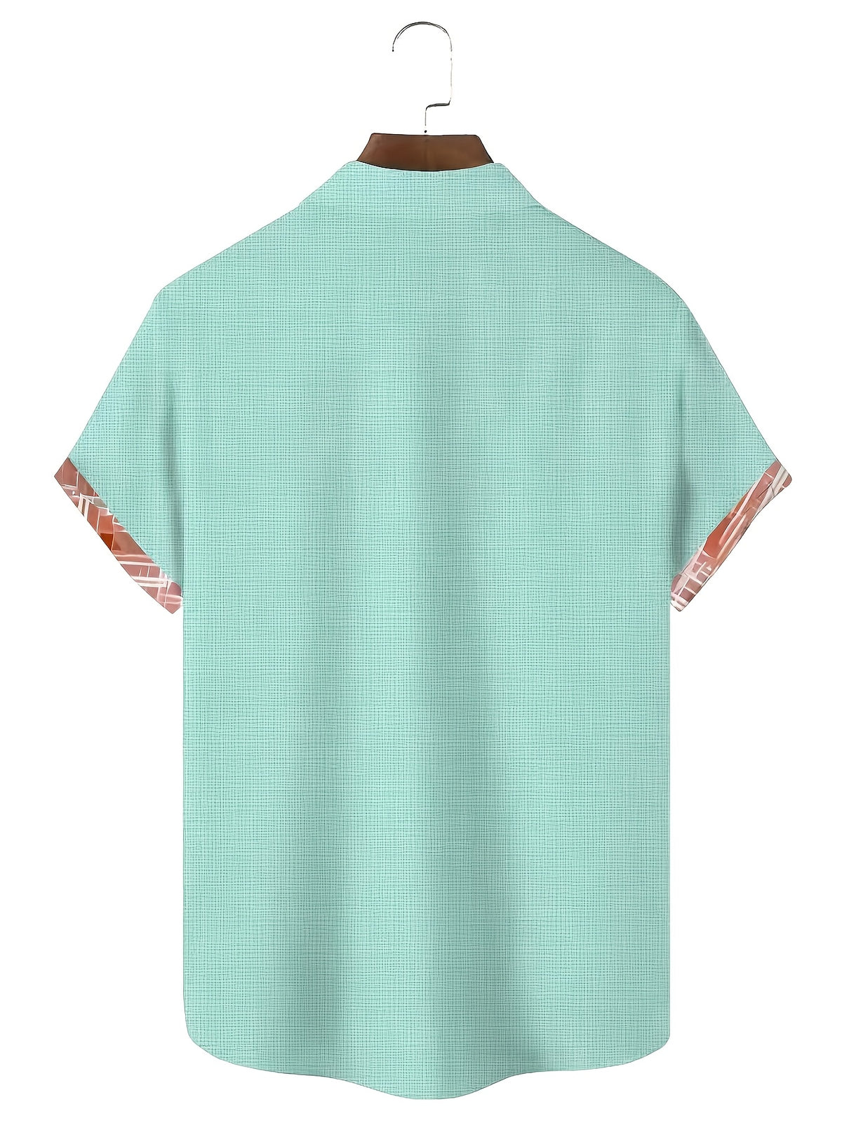 Basic Geometric Plaid Print Men's Plus Size Button Pocket Short Sleeve Turn- Collar Shirt
