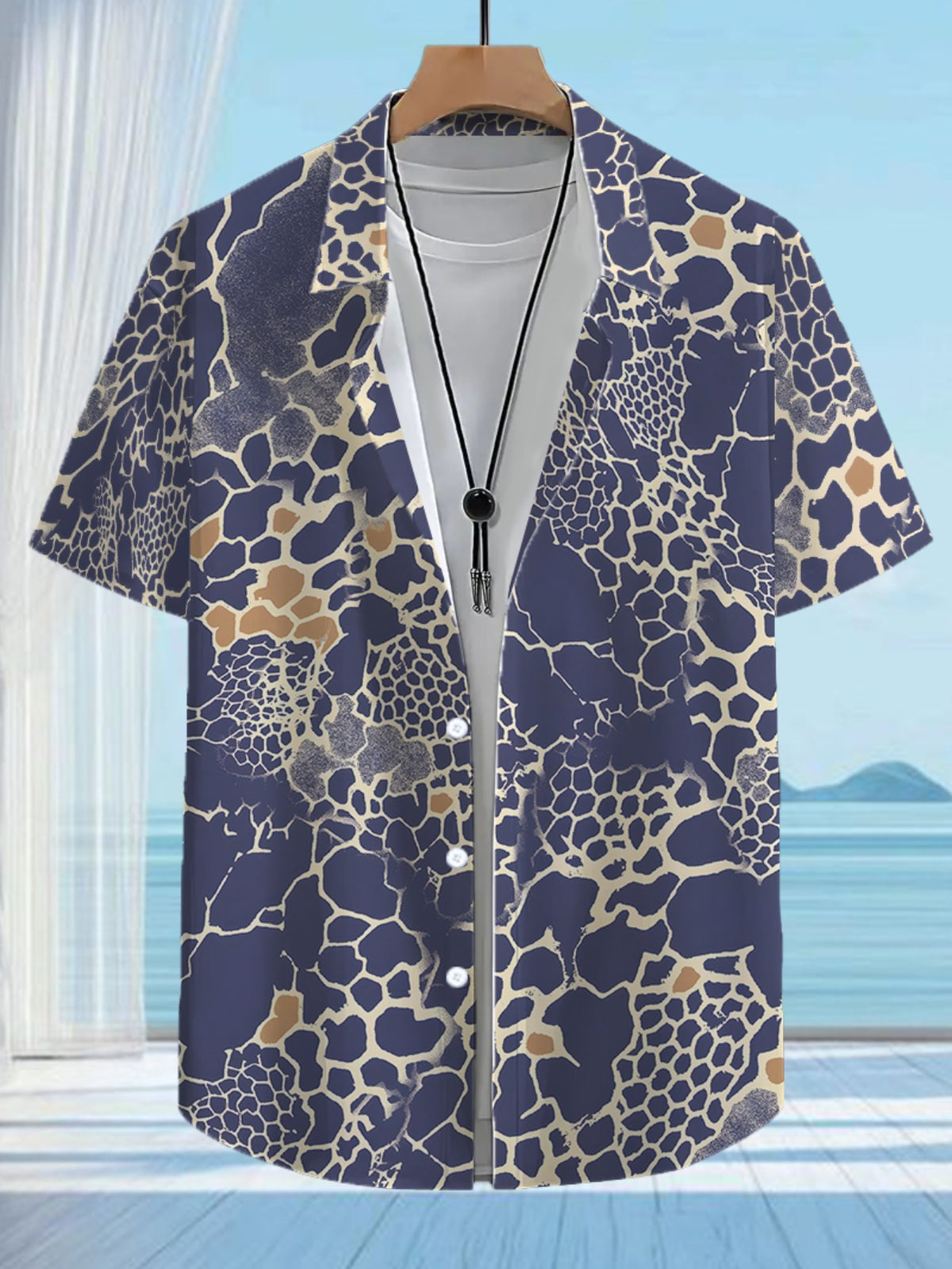 Men'S Casual Shirt with Textured Elements And Fun Prints - Short-Sleeve Button Design, Suitable for Outdoor And Casual Wear in Summer, Perfect for Everyday Outfits