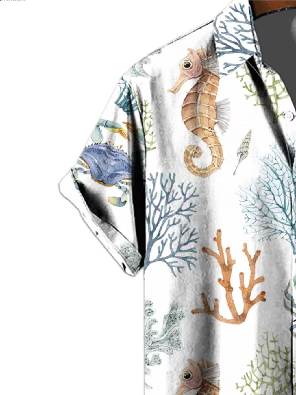 Fashionable Summer Men'S Casual Anime Shirt with Underwater World Design, Regular Fit Collar, for Outdoor Travel Clothes