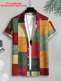 PrintedDesign-NotTextured 2dprinting Colorful Patchwork Pattern Men's Casual Shirt Print Geometric Blocks Summer Vibrant Textured Design