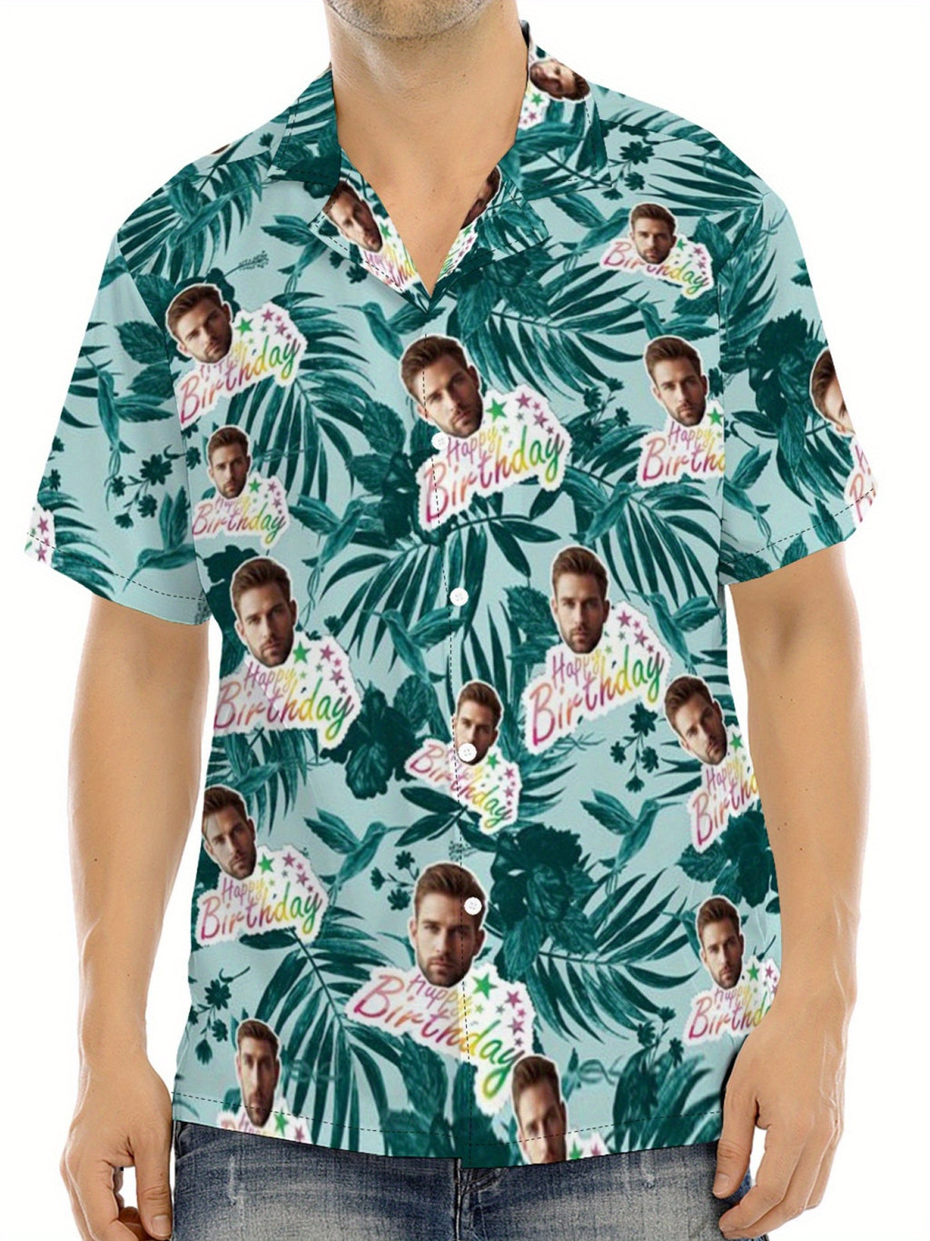 Custom Face Hawaiian Shirts For Men | Personalized Summer Button Up Shirts With Portrait Pattern, Casual Style, Regular Fit, Ideal For Birthday, Anniversary, Vacation Gifts