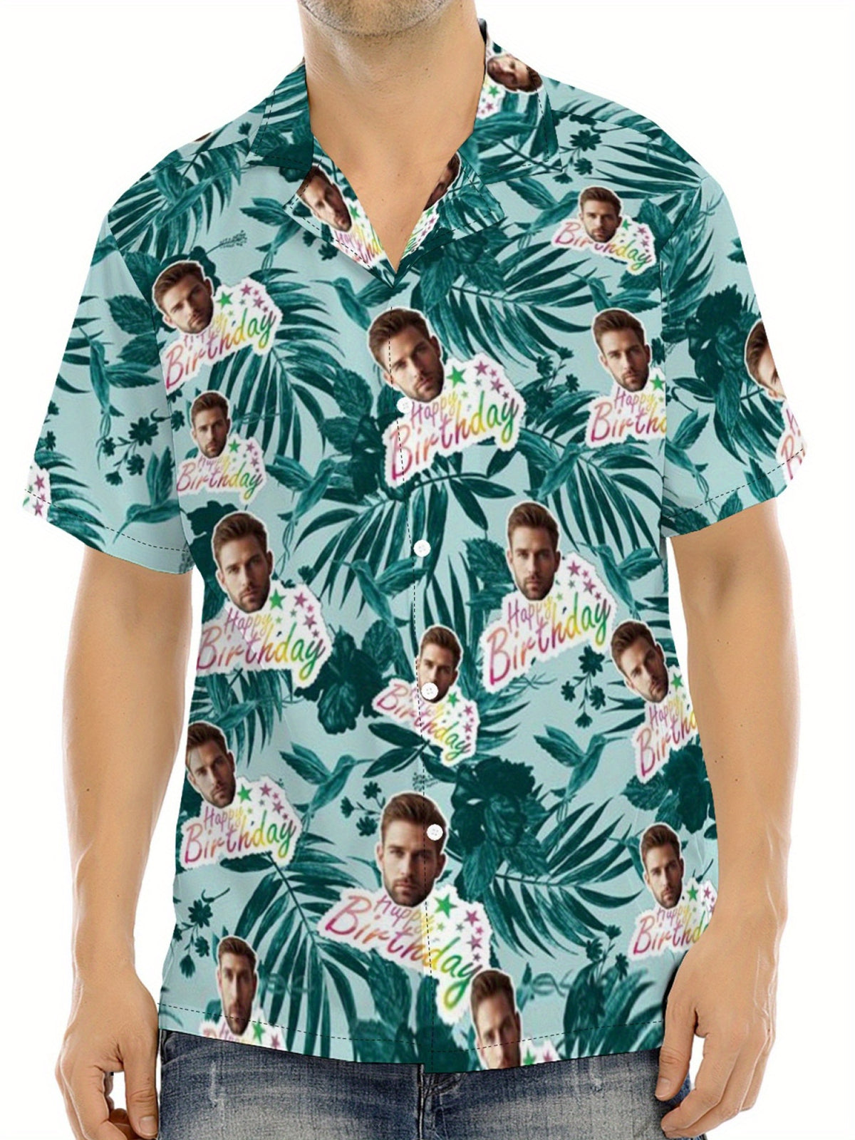 Custom Face Hawaiian Shirts For Men | Personalized Summer Button Up Shirts With Portrait Pattern, Casual Style, Regular Fit, Ideal For Birthday, Anniversary, Vacation Gifts
