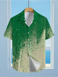 Men's Vintage Hawaiian Shirt - Lightweight Short Sleeve Button-Up with Green & Yellow Tropical Print, Loose Fit Collar, Hawaiian Surf Style for Summer Vacation, Beachwear, Casual Outfits (Suitable for) - No-Stretch Fabric