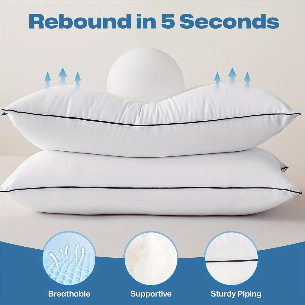 [Breathable] 2/4pcs Luxury Cooling Bed Pillows - Soft Down Alternative Fill for Back, Stomach Or Side Sleepers - Hotel Quality, Breathable And Machine Washable for A Restful Night's Sleep, Great Gift