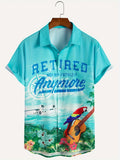 Parrot Print Men's Plus Size Button- Shirt, PLUS SIZE