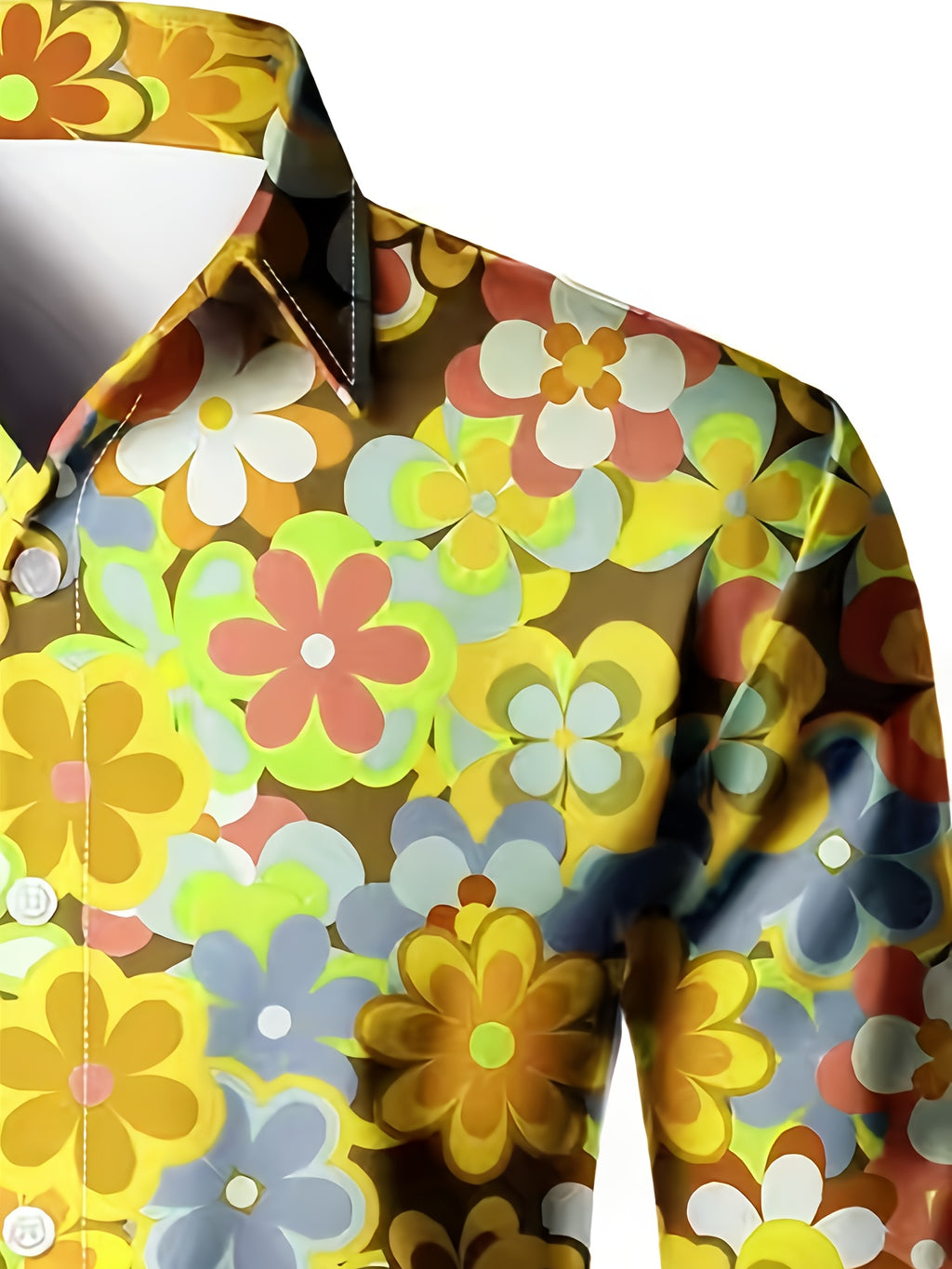 Men's Long Sleeve Shirt Flower Print Shirt