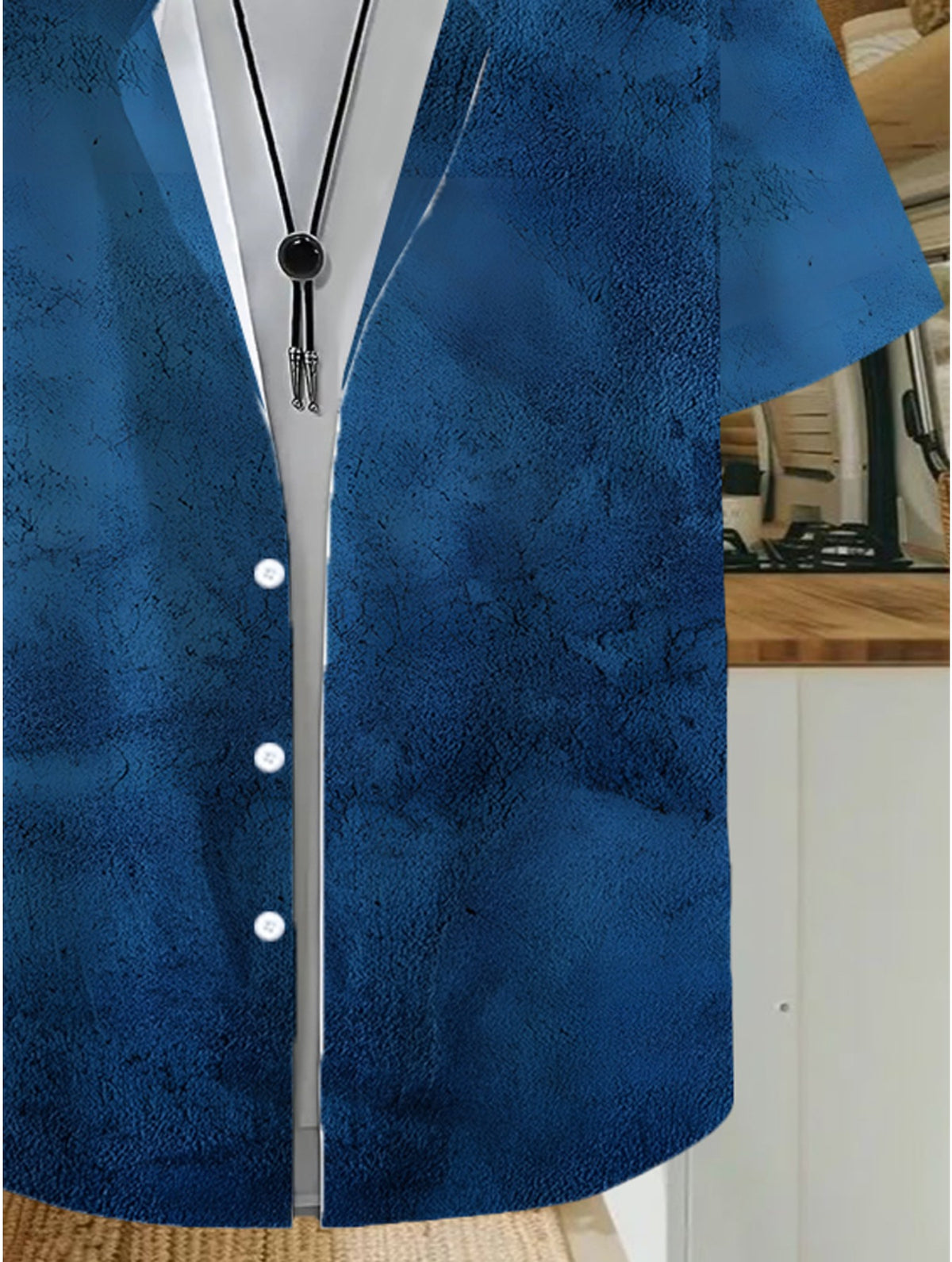 Men'S Casual Shirt with a Deep Blue Ink Painting Print - Featuring a Short Sleeve Button Design, Suitable for Summer Outdoor And Casual Wear, Perfect for Everyday Outfits