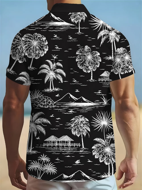 3D Digital Print Geometric Pattern, Turn- Collar Short Sleeve Shirt, Fashionable, Color Block, Casual, Vacation, Easy, Summer, Refreshing Men'S Casual Shirt