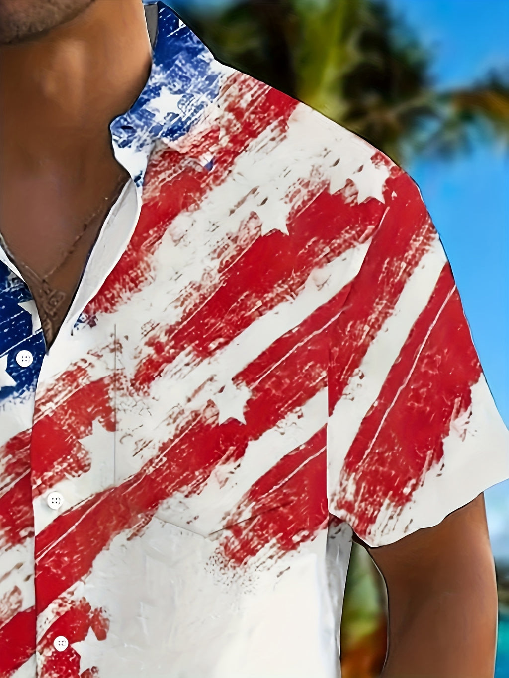Gradient Flag Print Men'S Plus Size Button-Pocket Short Sleeve Hawaiian Shirt