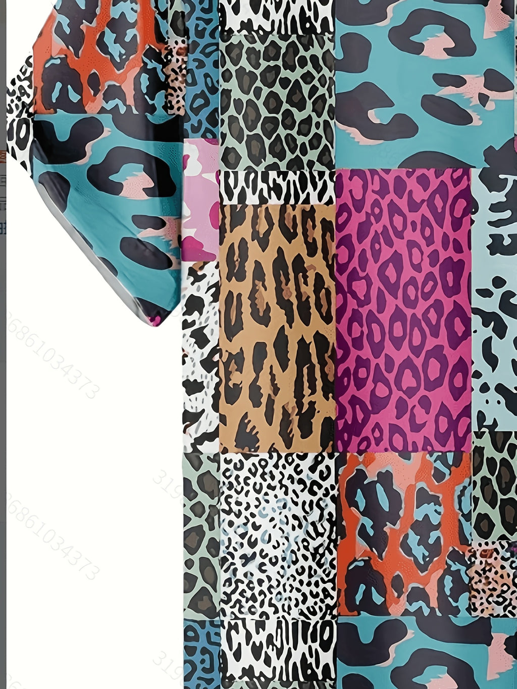 New Patchwork Leopard Print Short Sleeve Shirt, Men'S Casual Button-Up Short Sleeve Shirt Suitable for Beachwear, Vacation And Casual Outings, Casual Summer Top with Breathable Material, Summer Vacation, Casual Loose Fit Tropical Hawaiian Shirt