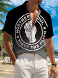 New Men's Casual Short-Sleeve Shirt, Northern Joyful Soul, Upholding Beliefs, Versatile for Holiday Gatherings and Commuting, Polyester Fiber Fabric, Machine Washable, Button-Up Printed Shirt