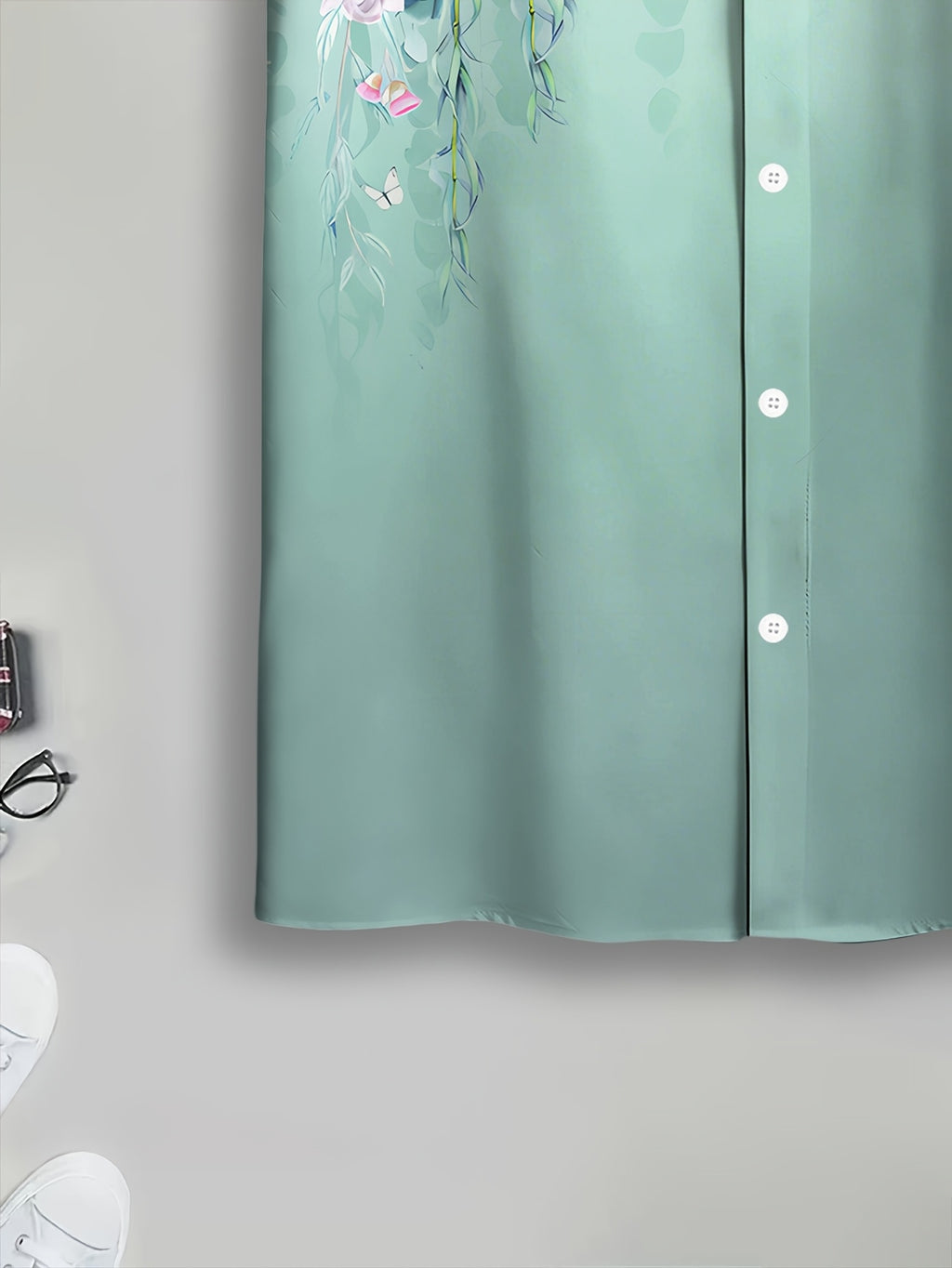 Floral Print Men'S Casual Shirt, Printing Summer Flowers And Leaves Pattern