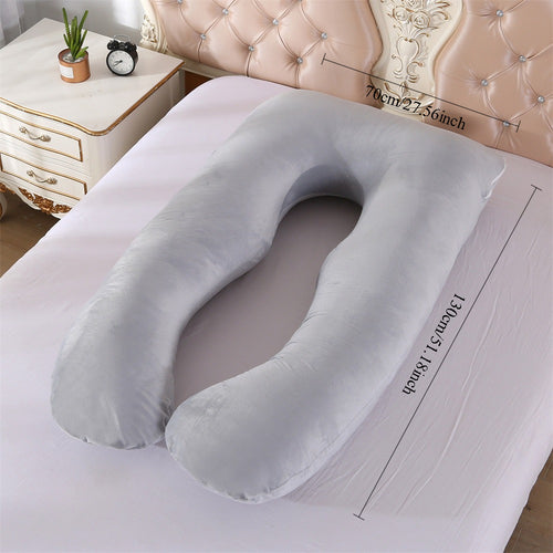 1pc Maternity U-Shaped Lumbar Pillow - Thick Support Cushion for the Lower Back, Comfortable Neck Pillow, Island Sea Island Cotton, Machine Washable, Gray, Maternity Cushion, Suitable for 25 Scenarios