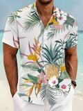 New Men's Casual Short-Sleeve Shirt with Digital Print, Tropical Floral and Botanical Pattern, Stylish and Elegant / Printed / Trendy / Streetwear / Men's / Summer / Clothing