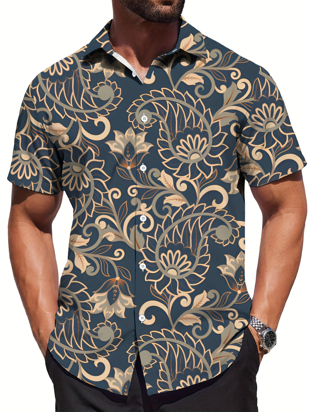 Men's Spring and Summer Casual Comfortable Digital Print, Suitable for Casual Outings, Vacations, and Campus Style