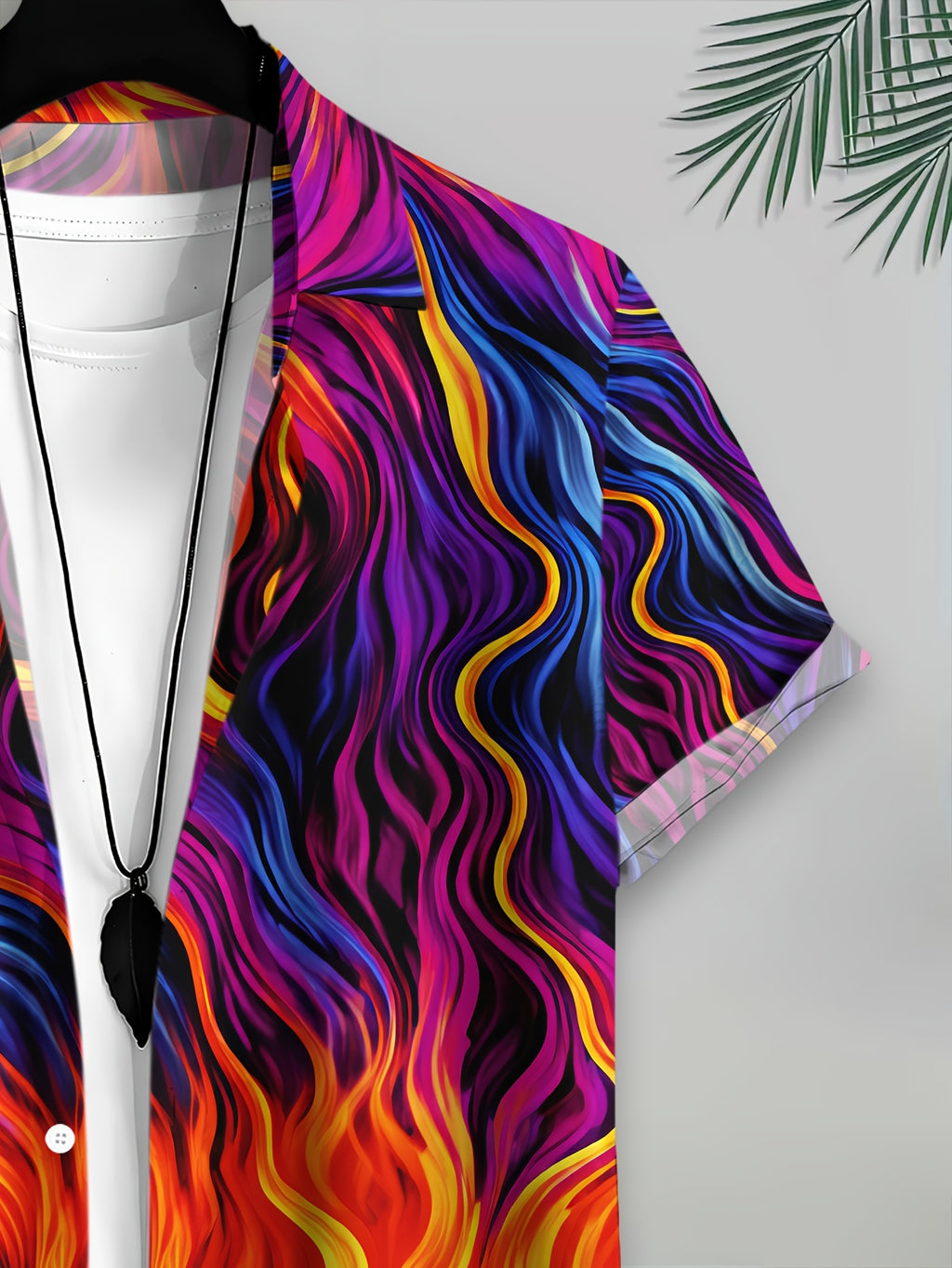 Colorful Abstract Wave Pattern Men'S Casual Shirt Print Summer Vibrant Flowing Design