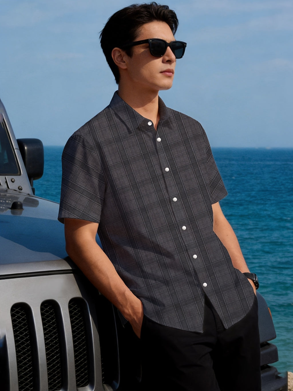 Men'S Summer Short-Sleeve Shirt, Hawaiian Style Digital Print Unisex All-Over Design, Youthful Beach Casual Top