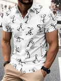 Casual Style Men's Casual Shirt Print Stick Figure Golfing Pattern Summer Playful Cartoon Design