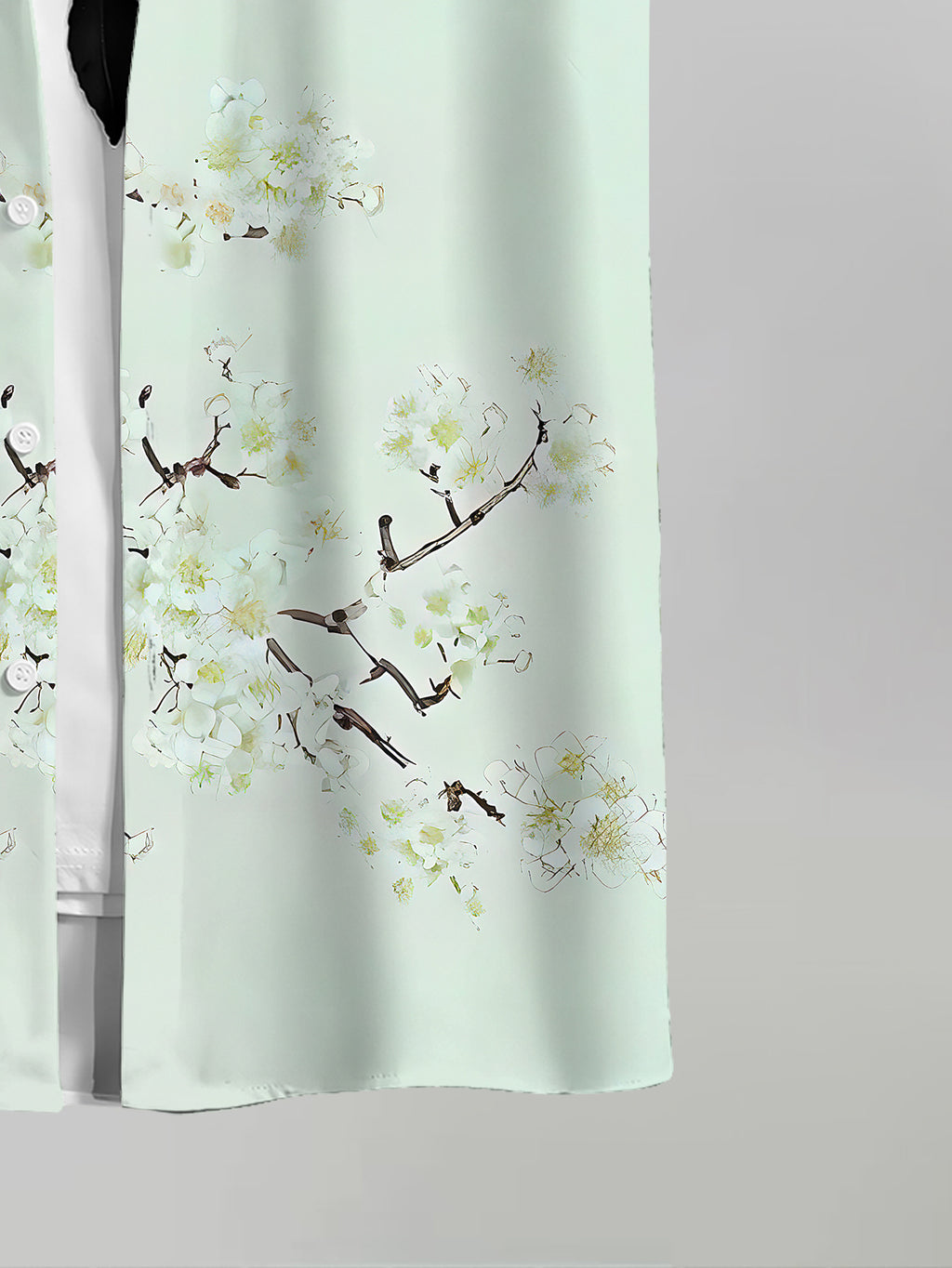 Men's Casual Floral Print Shirt with Cherry Blossom Design for Summer