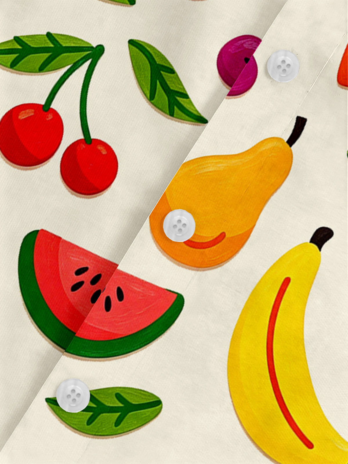 New Summer Men'S Casual Short Sleeve Shirt with Fruit Print, Fashionable Lapel Breathable Top for Daily Vacation And Beach Wear, All-Match Trendy Shirt, Loose Comfortable Beach Shirt, Hawaiian Shirt Fashion Button-Up