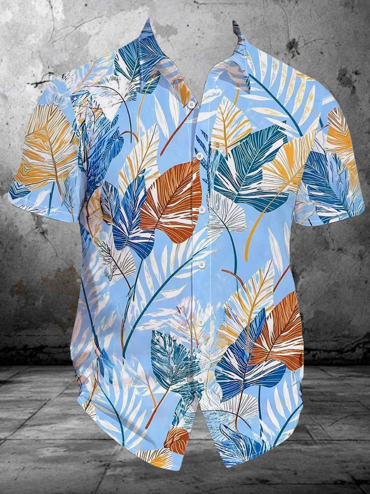 2024 Summer New Men'S Short-Sleeve Shirt Digital Print Casual Vacation Loose Breathable Fashion Trendy Beach Shirt
