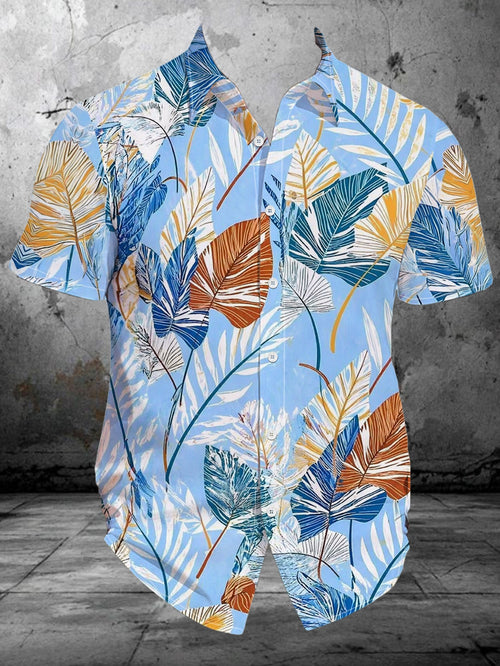 2024 Summer New Men'S Short-Sleeve Shirt Digital Print Casual Vacation Loose Breathable Fashion Trendy Beach Shirt