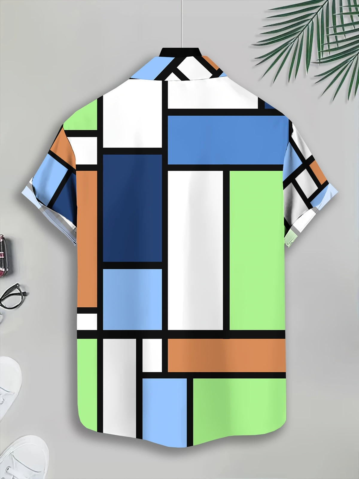 Geometric Pattern Men's Casual Shirt Print Multicolor Abstract Design Summer Bold Color Blocks
