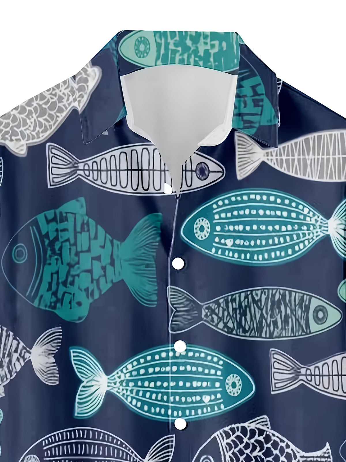 This Minimalist Men'S Shirt Features a Vintage Fossil Fish Pattern with 3D Printing Technology. The Short Shirt Includes a Button Design, Making It Suitable for Summer Wear, And Showcases The Characteristics of a Hip-Hop Rock Style Hawaiian Shirt