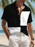 Color Block Design Men'S Casual Shirt Geometric Pattern Summer Beach Wear
