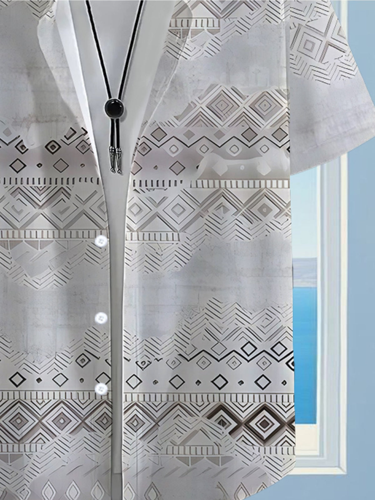 Men'S Casual Shirt with Geometric Floral Print Pattern - Short-Sleeved Button Design, Bright Colors, Suitable for Outdoor And Casual Wear in The Summer Season, Machine Washable