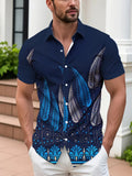 Fashionable Tropical Shirt for Men Featuring Leaf Patterns - Short-Sleeved with Button Design, Perfect for Summer Outdoor And Casual Wear