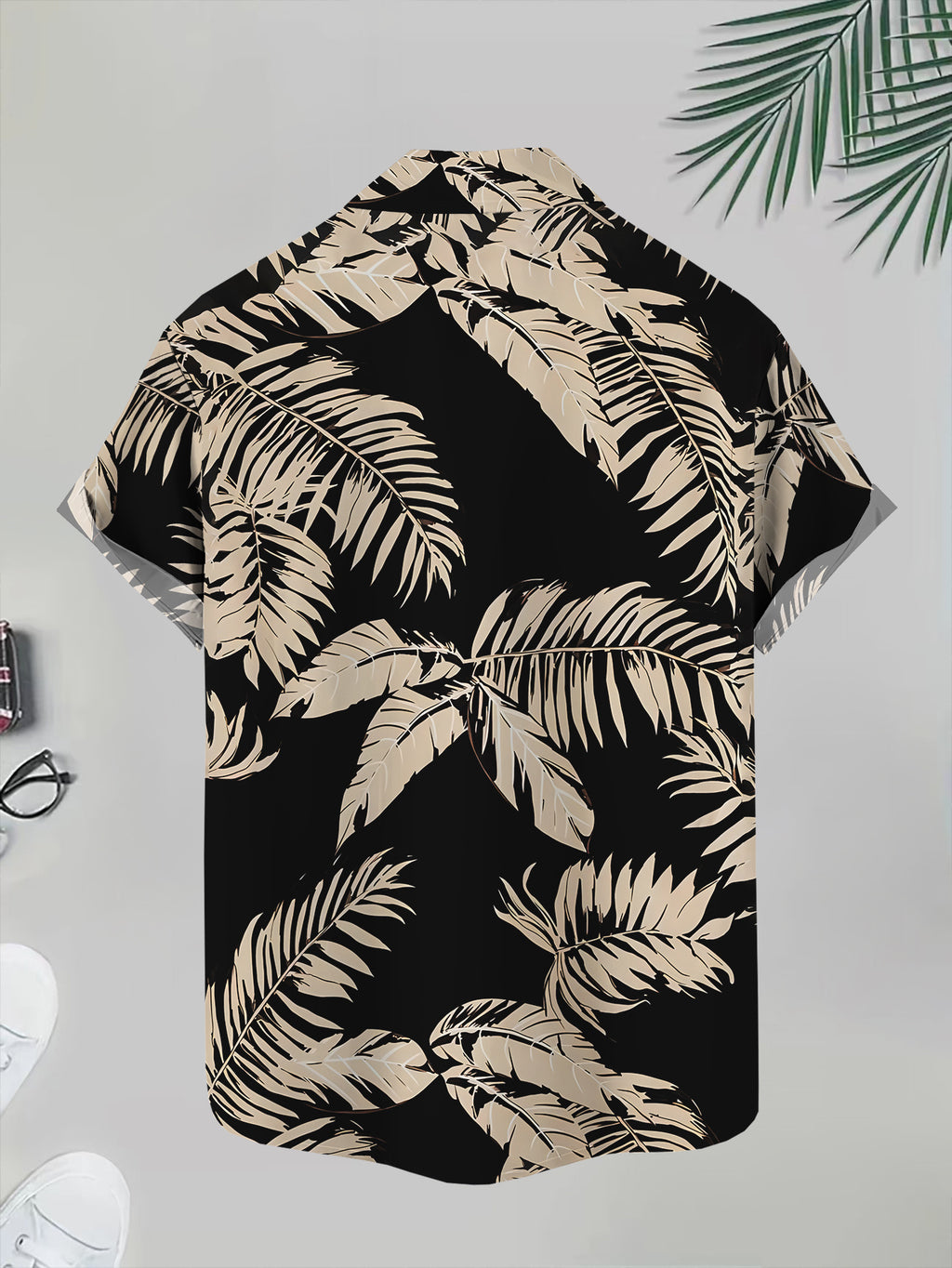 Tropical Print Men'S Casual Shirt Palm Leaf Pattern Summer Bold Design