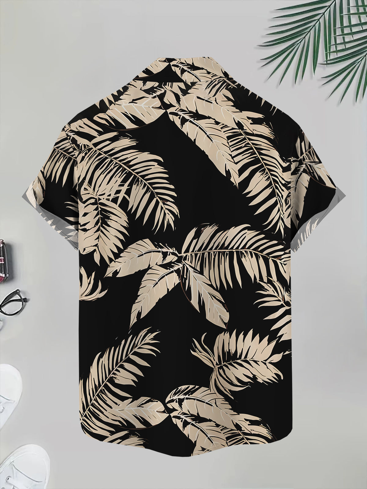 Tropical Print Men'S Casual Shirt Palm Leaf Pattern Summer Bold Design