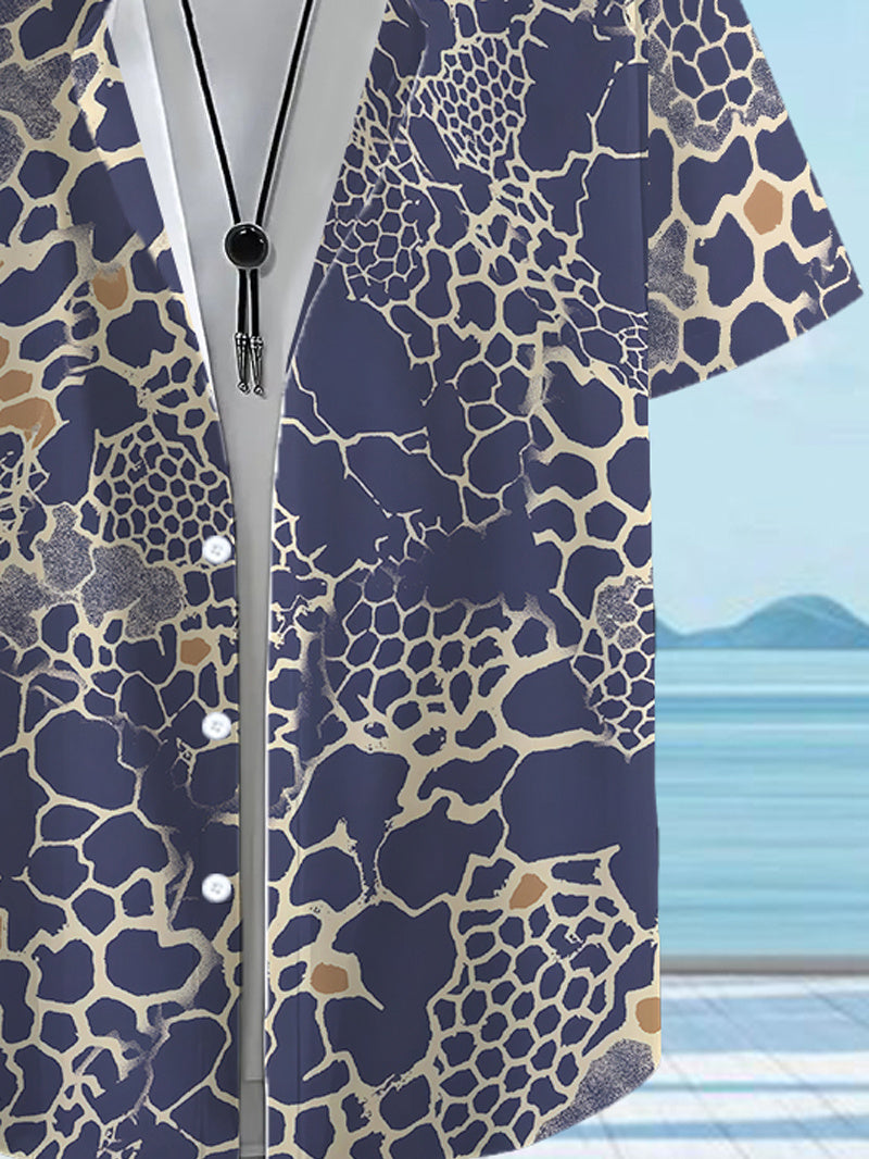 Men'S Casual Shirt with Textured Elements And Fun Prints - Short-Sleeve Button Design, Suitable for Outdoor And Casual Wear in Summer, Perfect for Everyday Outfits