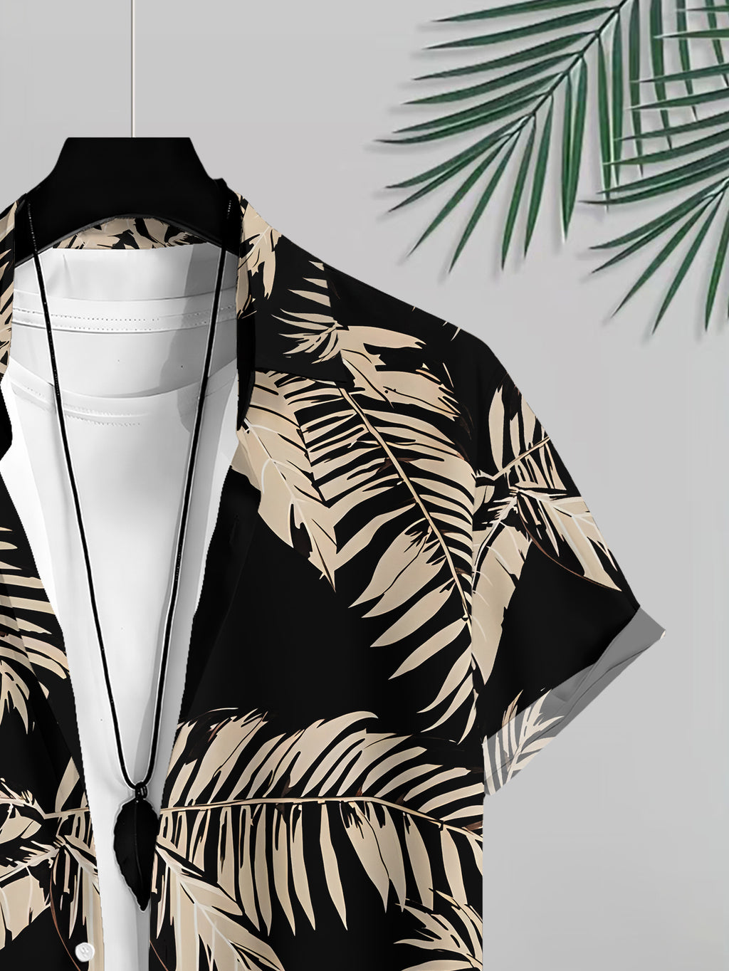 Tropical Print Men'S Casual Shirt Palm Leaf Pattern Summer Bold Design