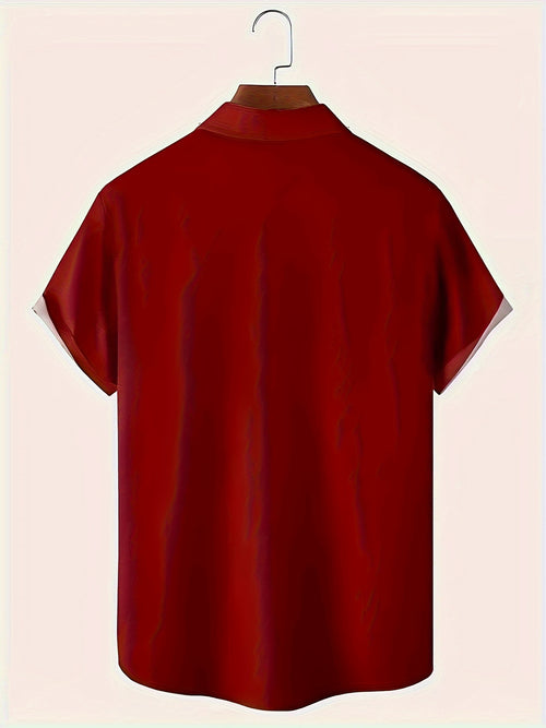 2026 New Men'S Casual Short Sleeve Shirt, Featuring Retro Geometric Design, Perfect for Summer Vacation And an Ideal Gift