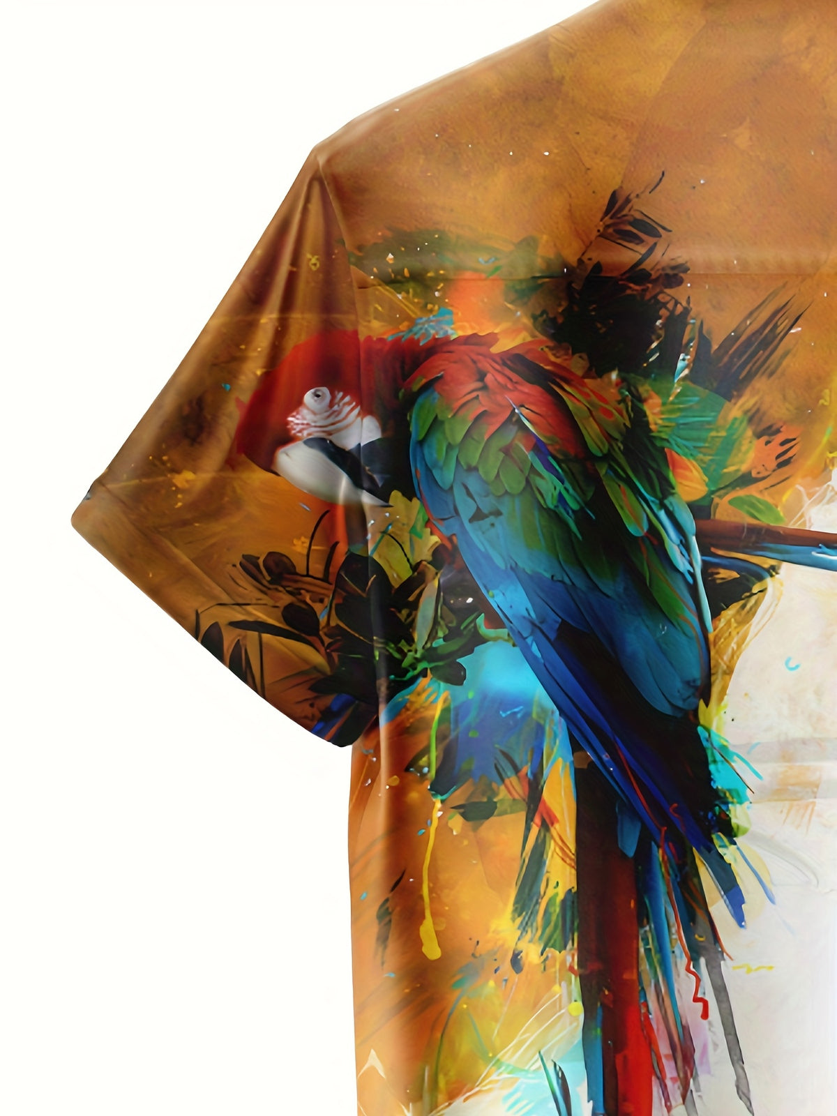 New Trendy Fashion Parrot Print Top Short Men'S Casual Comfortable Shirt