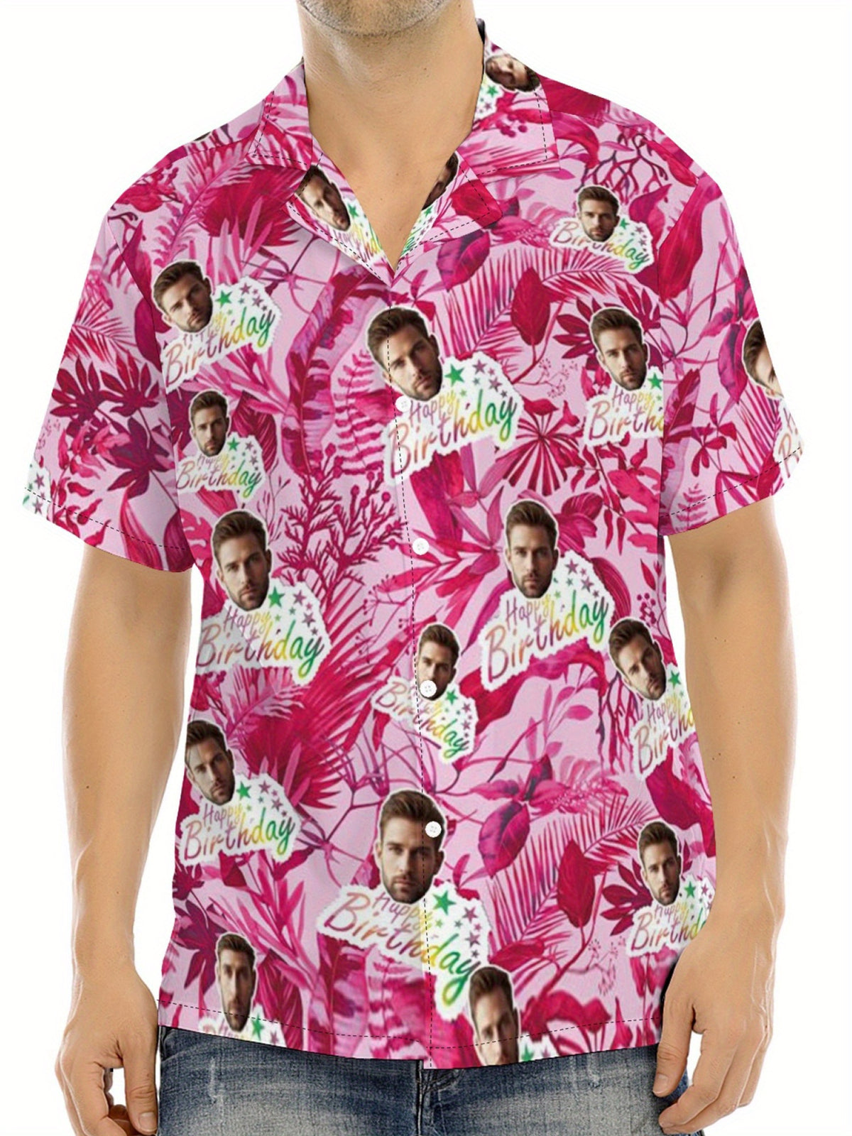 Custom Face Hawaiian Shirts For Men | Personalized Summer Button Up Shirts With Portrait Pattern, Casual Style, Regular Fit, Ideal For Birthday, Anniversary, Vacation Gifts