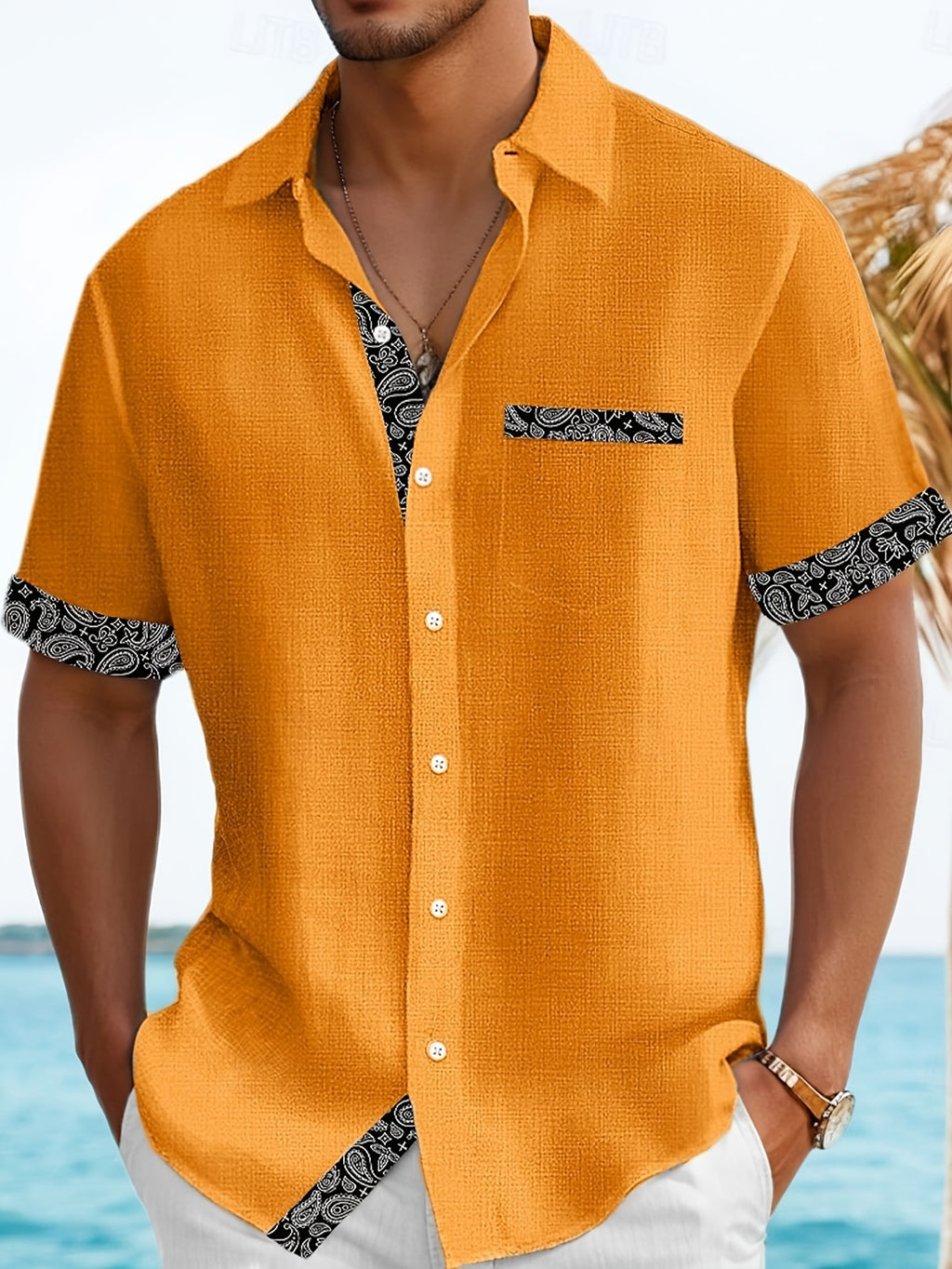 Vintage Cashew Floral Print Men'S Plus Size Lightweight Button-Up Vacation Hawaiian Shirt