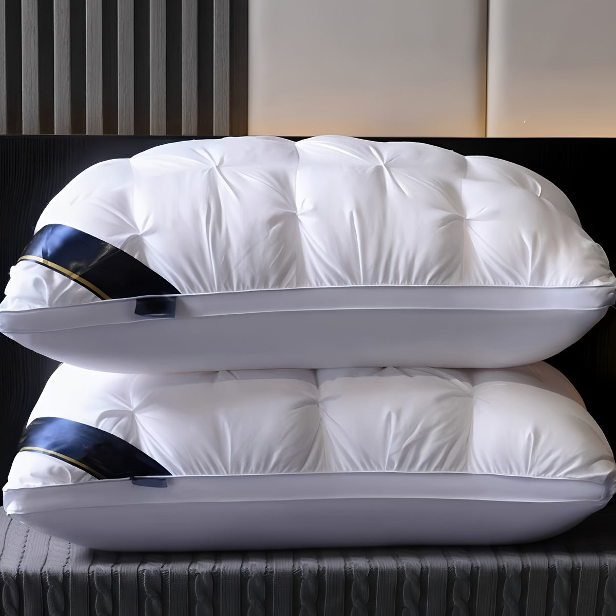 1/2pcs White Hotel Five-Star Cervical Spine Neck Pillow - Support for all-Season Bed, High-Density Non-Collapse Core, Machine-Washable Cover Suitable for Home & Hotel Use, Multi-Position Sleeping (Back/Side/Stomach)