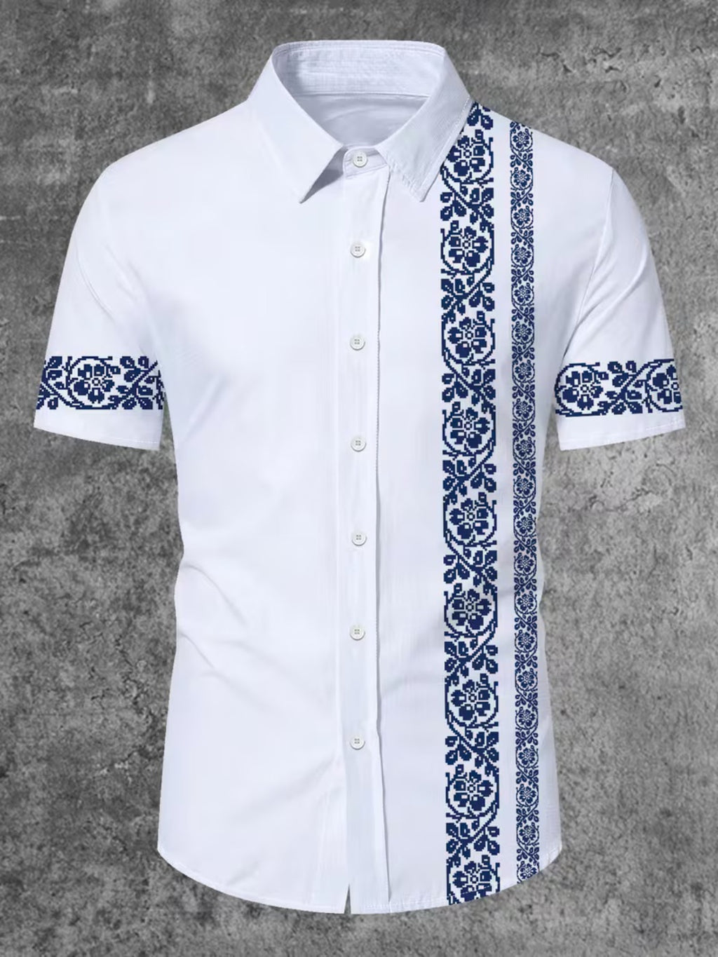 Hawaiian Print Men's Casual Shirt - Short Sleeve Button-Up Design, Vibrant Colors, for Summer Outdoor and Casual Wear, Machine Washable
