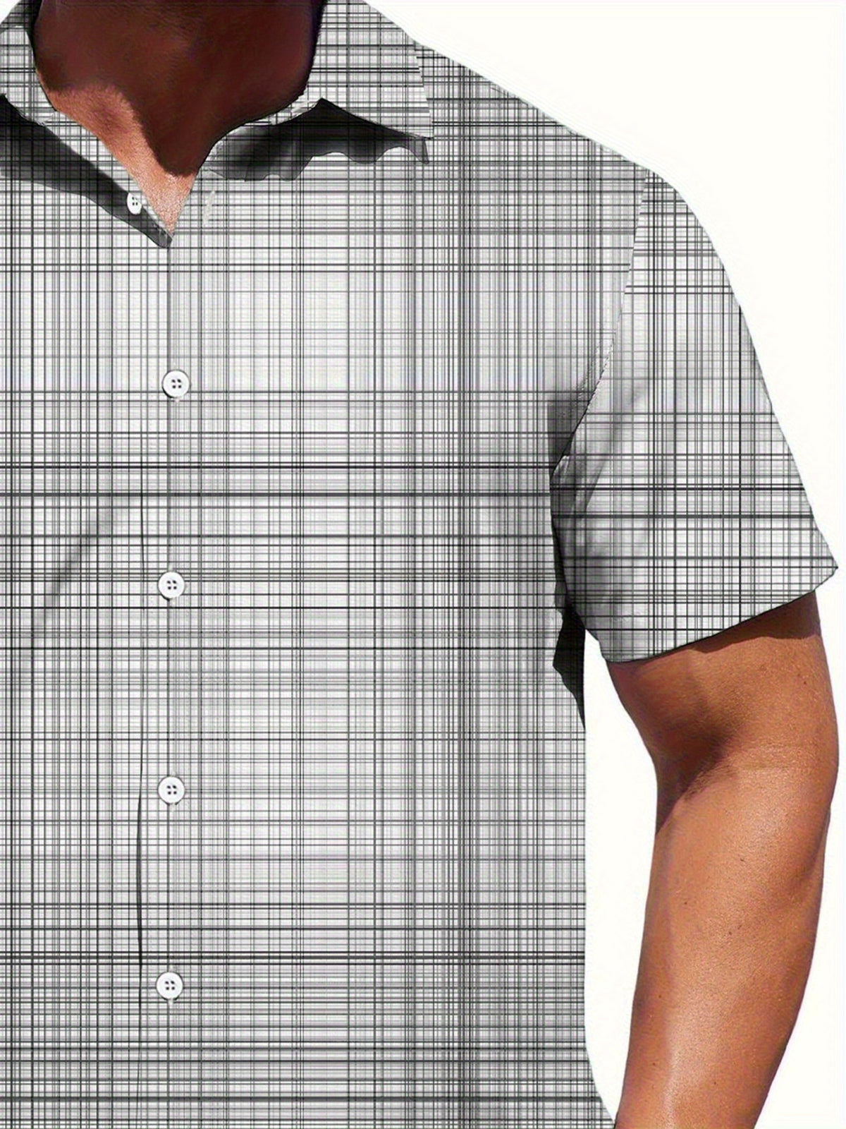 Men'S Plus Size Light Green And White Plaid Shirt - Non-Stretch Fabric Classic Button- Collar, Regular Fit Business Casual Everyday Shirt, Machine Washable for All 4 Seasons Menswear, Versatile Fashion Item, Durable And Long-Lasting, Timeless Style