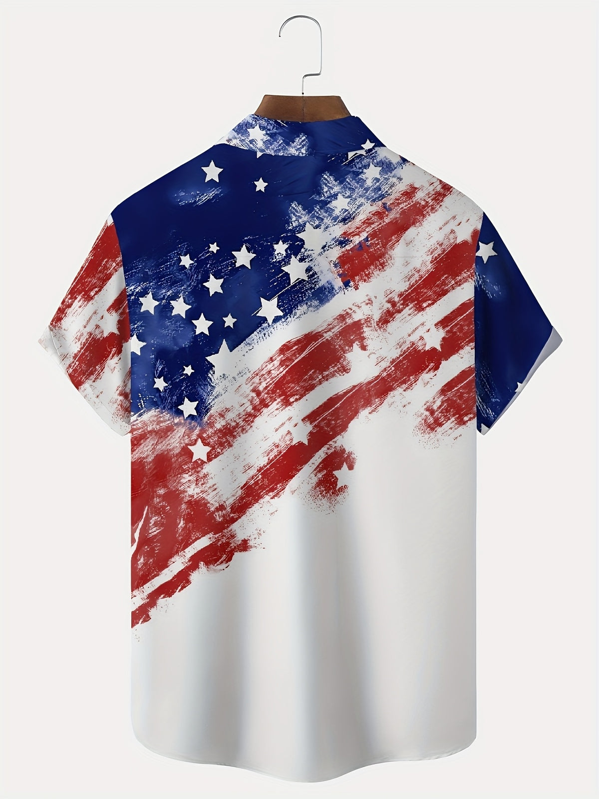 Gradient Flag Print Men'S Plus Size Button-Pocket Short Sleeve Hawaiian Shirt