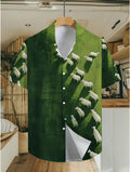 Men'S Casual Shirt with a Hawaiian Tropical Green Gradient Pattern - Short Sleeve Button Design, Suitable for Outdoor And Leisure Wear in Summer