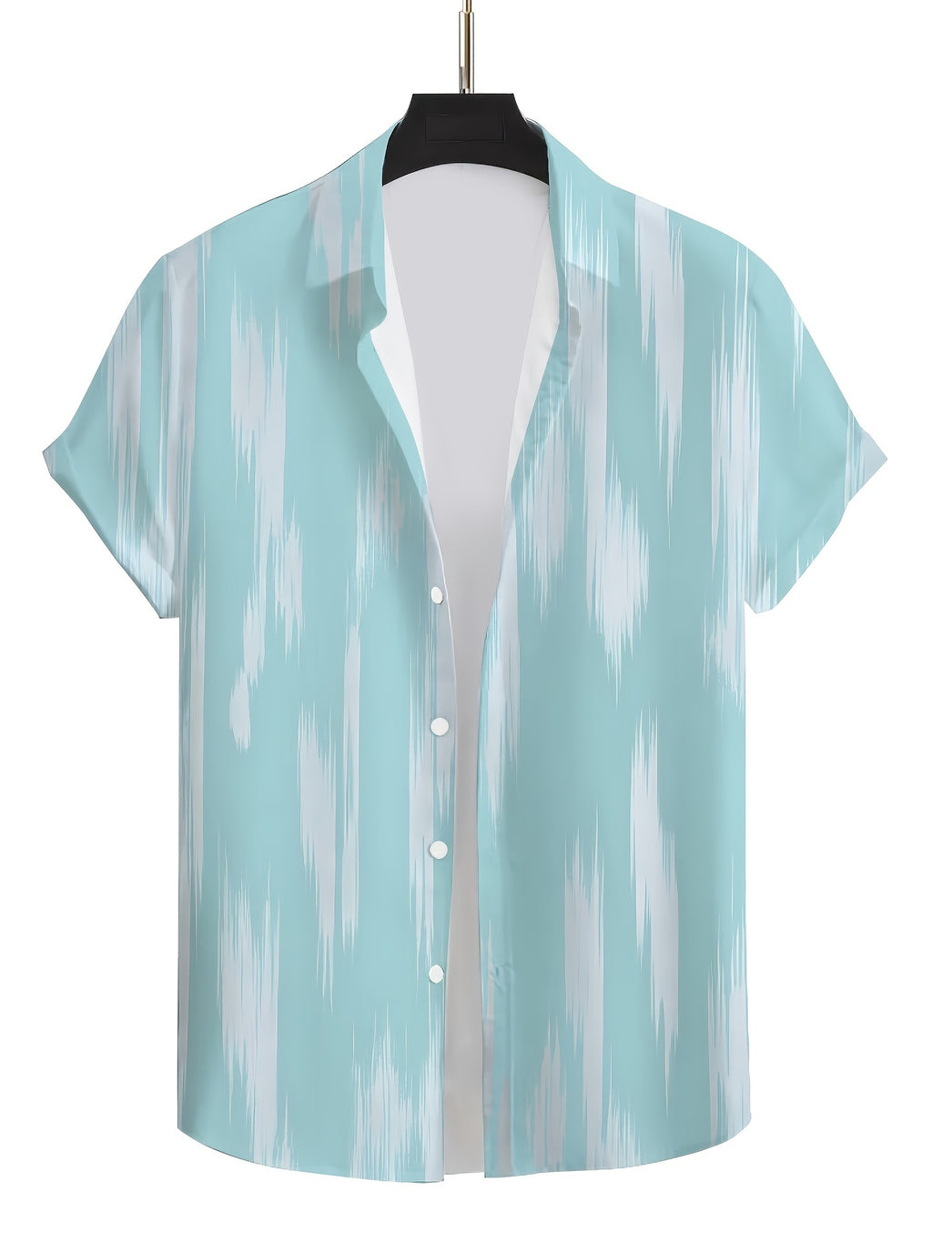 Men's Casual Button-Front Short Sleeve Shirt with Collar - Contrast Color Button Placket & Suitable for -Casual Office Wear, Relaxed Fit Button-Up Shirt for Business Casual Outfits