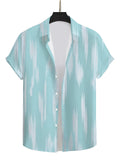 Men's Casual Button-Front Short Sleeve Shirt with Collar - Contrast Color Button Placket & Suitable for -Casual Office Wear, Relaxed Fit Button-Up Shirt for Business Casual Outfits