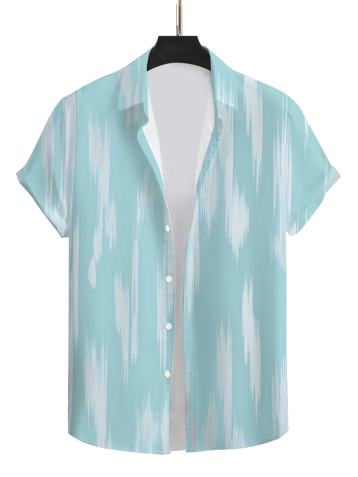 Men's Casual Button-Front Short Sleeve Shirt with Collar - Contrast Color Button Placket & Suitable for -Casual Office Wear, Relaxed Fit Button-Up Shirt for Business Casual Outfits