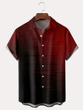 Vintage Red Gradient Texture Men's Button-up Pocket Shirt, PLUS SIZE