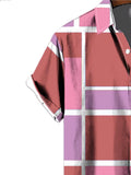 Men'S Casual Patterned Print Shirt - Short-Sleeved Button Design, Bright Colors, Summer Outdoor And Casual Wear, Machine Washable